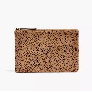 NWT Madewell Leather Pouch Clutch: Dotted Calf Hair Edition